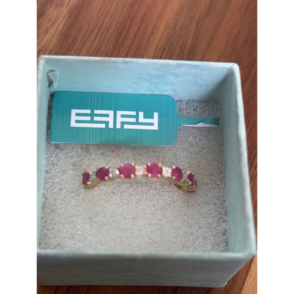 Effy Ruby And Diamond Sterling Silver Ring Size 7